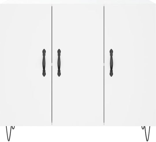 Мебели за съхранение дървен Бял 90x34x80см