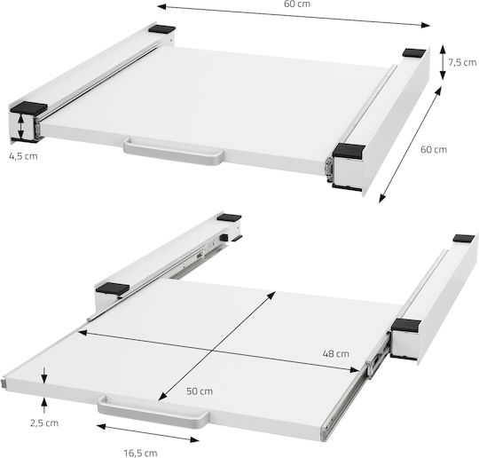 ML-Design 490007338 Ρυθμιζόμενο Συνδετικό Πλυντηρίου/Στεγνωτηρίου από Μέταλλο 60x60εκ.