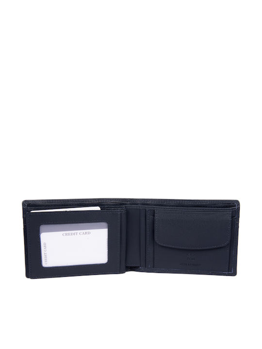 Leather Men's Wallet Cards with RFID Blue