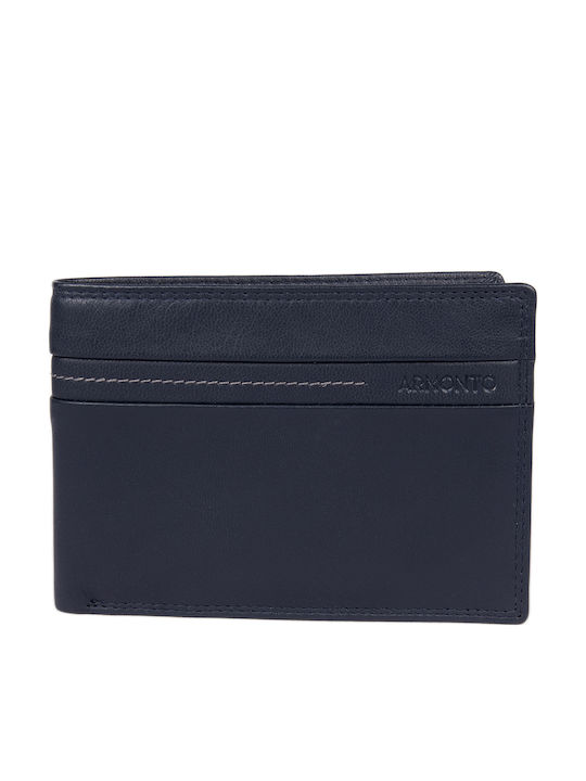 Leather Men's Wallet Cards with RFID Blue