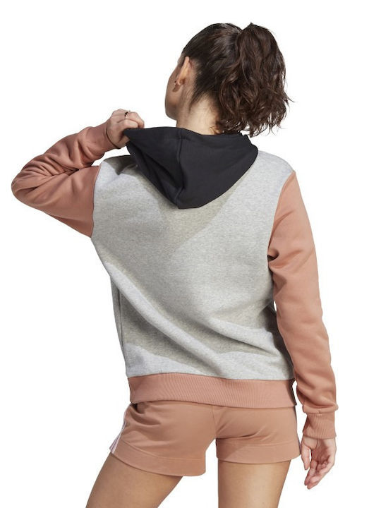 Adidas Essentials Logo Boyfriend Γυναικείο Φούτερ με Κουκούλα Μπεζ