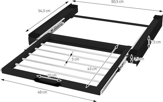 ML-Design 490009211 Conector de Mașină de Spălat/Uscător din Metal 60.5x54.5εκ. 1buc