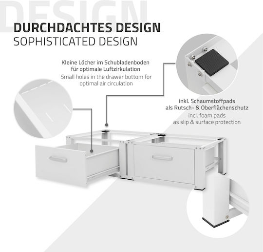 ML-Design 490009414 Монтиране За Пералня/Сушилня от Метал с Чекмедже 2бр