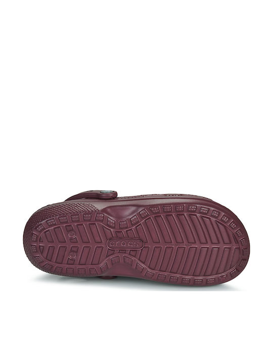Crocs Crocs Classic Fuzz Lined Women's Clogs with Burgundy Fur