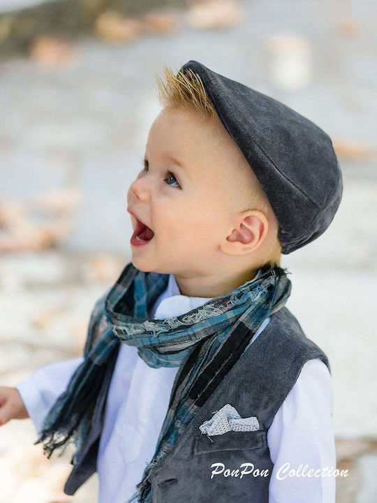 Designer's Cat Kids' Fabric Gray Beret Hat