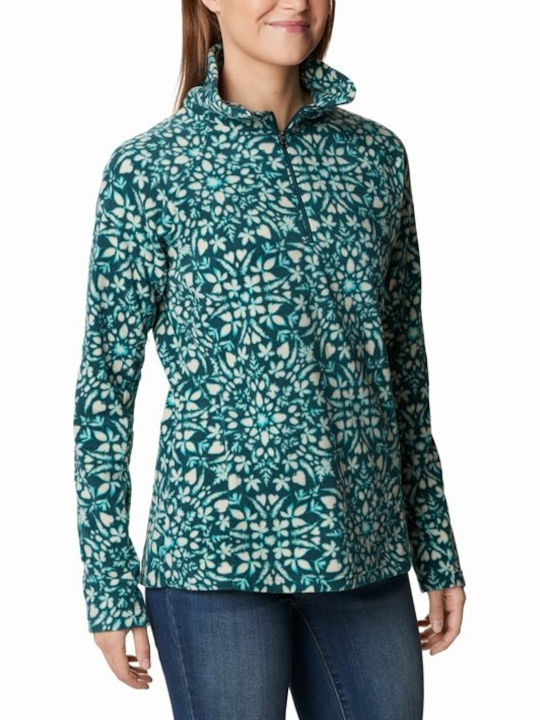 Glacial Iv Winter Women's Fleece Blouse Long Sleeve with Zipper Green