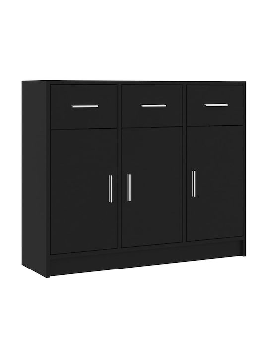 Wooden Buffet with Drawers Black L91xW28xH75cm