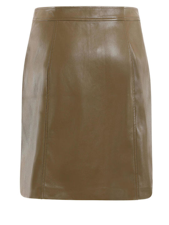 Guess Carola Leather Mini Skirt Green
