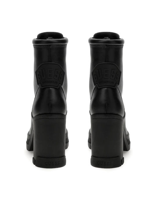 Leather Women's Ankle Boots with High Heel Black