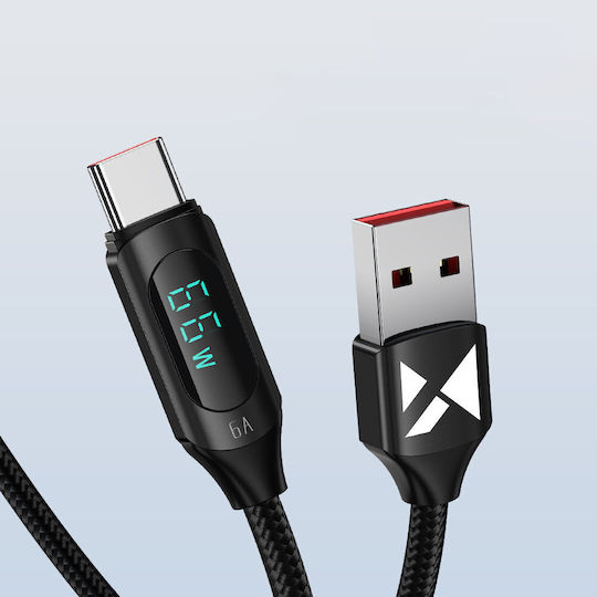 Wozinsky Braided USB 2.0 Cable USB-C Male - USB-A 66W PD Black 2m