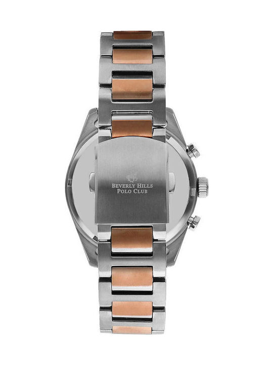 Beverly Hills Polo Club Men's Watch Battery with Silver Metal Bracelet