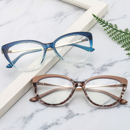 Techsuit Techsuit Women's Metal Blue Light Blocking Glasses Cat Eye In Brown Colour