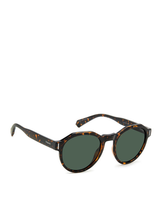 Polaroid Unisex Sunglasses with Brown Tartaruga Plastic Frame and Green Polarized Lens PLD6207/S 086UC