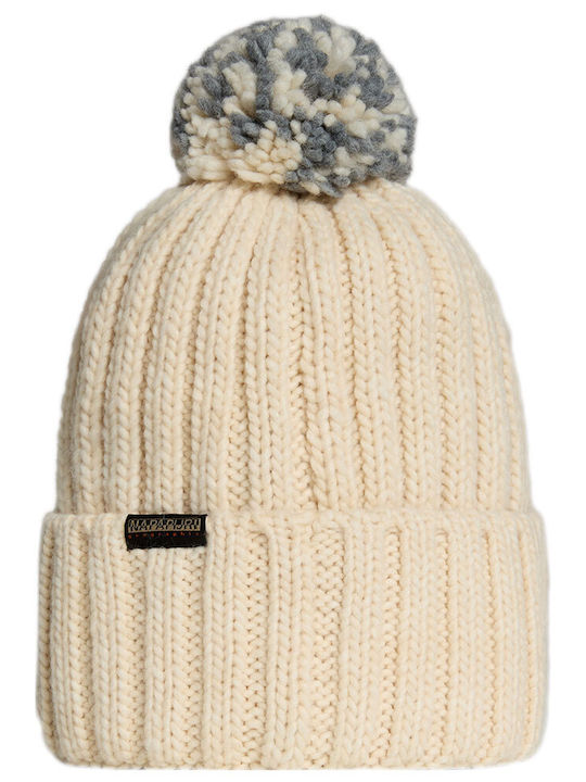 Napapijri Beanie Unisex Σκούφος Πλεκτός σε Μπεζ χρώμα