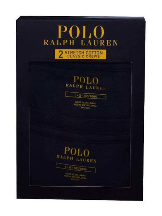 POLO RALPH LAUREN T-SHIRT ΛΑΙΜΟΚΟΨΗ ΜΕ ΕΛΑΣΤΙΚΟ ΚΑΙ ΚΕΝΤΗΜΕΝΟ ΤΟ LOGO ΕΜΠΡΟΣ SLIM FIT 10060028.2PK NAVY/NAVY