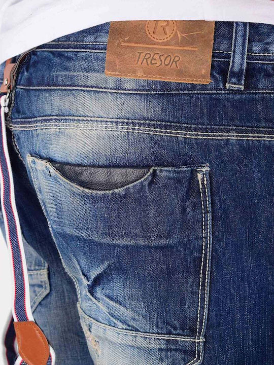 TRESOR ΠΑΝΤΕΛΟΝΙ JEAN 100%BAMBAKI ME ΤΙΡΑΝΤΕΣ & ΦΘΟΡΕΣ ΕΜΠΡΟΣ SLIM FIT 5936-1010. BLUE