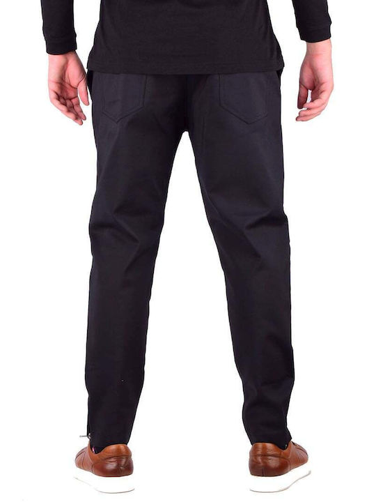 VITTORIO TROUSERS WITH DRAWSTRING IN THE MIDDLE AND FRONT PRESS AND ZIPPER ON THE FINISH PLUS SOUL.BLACK