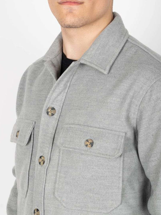 VITTORIO ARTIST OVERSHIRT GREY VELOUR SHIRT WITHOUT LINING WITH POCKETS IN FRONT REGULAR FIT 300-2122-03.GREY