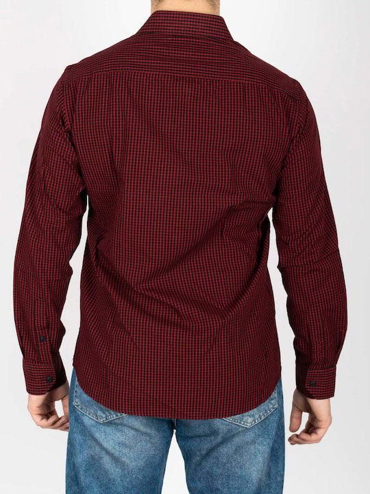 TRESOR SHIRT PLAID RED-BLACK SLIM FIT 476.RED/BLACK