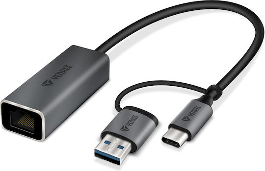 Yenkee YTC 013 USB-C Адаптер за Мрежа с Проводников Gigabit Ethernet Свързване