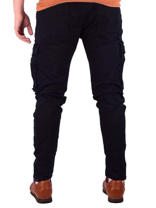 PANTALONI TRESOR CU BUZUNARE CARGO EXTERIOARE SLIM FIT 5917.BLACK