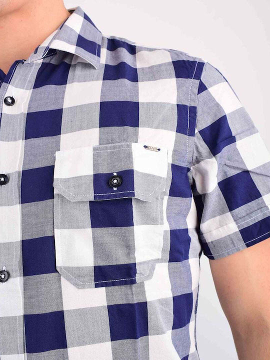 GAS 14 0233 06 2212 SHIRT SHORT SLEEVE BLUE WITH CHECK PATTERN AND CHEST POCKETS REGULAR FIT 14 0233 06 2212.1706