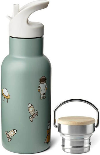 Nuuroo Bertil Kids Water Bottle Thermos Stainless Steel with Straw Light Green 350ml