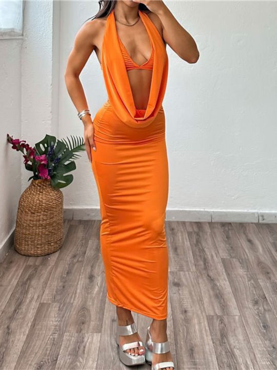 Chica Women's Set with Maxi Skirt Orange