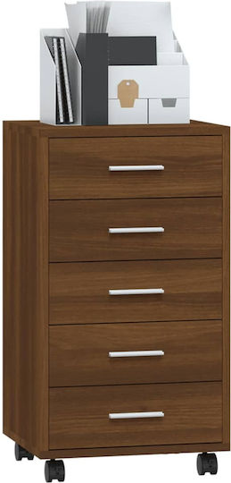 Чекмеджета За Бюро Дървени С Колелца Орех 33x38x63см