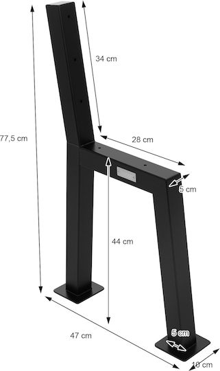 ML-Design Metallisches Möbelbein 2Stücke Für Tisch / Beistelltisch 5x5x47cm Rosa