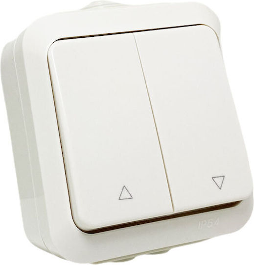 Bassiakos Aqua Waterproof Wall-Mounted Electrical Wall Switch Rolling Shutters Two-Way Without Frame White L1195