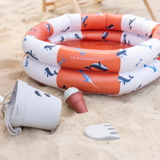 Swim Essentials Red-White Whale Παιδική Στρογγυλή Πισίνα PVC 15lt Φουσκωτή Κόκκινη
