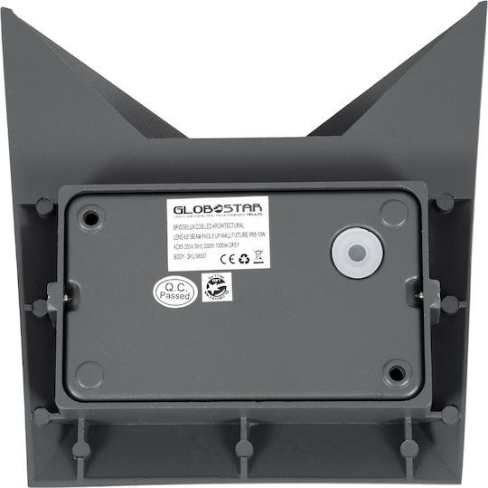 GloboStar Stealth Επιτοίχια Εξωτερική Πλαφονιέρα LED IP65 10W με Θερμό Λευκό Φως 17x7.5x17εκ. Ανθρακί
