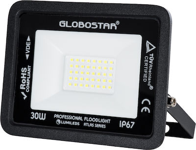 GloboStar Atlas Waterproof LED Floodlight 30W Cold White 6000K IP67