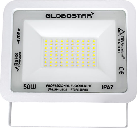GloboStar Atlas Waterproof LED Floodlight 50W Cold White 6000K IP67