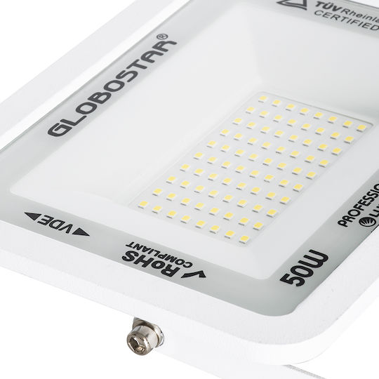 GloboStar Atlas Στεγανός Προβολέας LED 50W Φυσικό Λευκό 4500K IP67