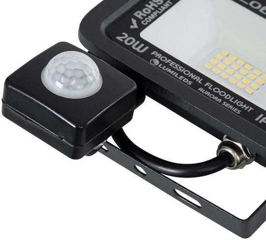 GloboStar Aurora Waterproof LED Floodlight 20W Cold White 6000K with Motion Sensor IP67