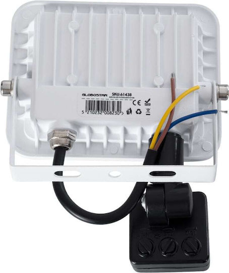 GloboStar Aurora Waterproof LED Flood Light 20W Cold White 6000K with Motion Sensor IP67