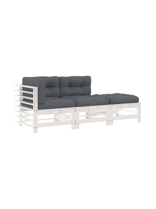 Corner Sofa Outdoor Wooden with Pillows 63.5x63.5x60cm