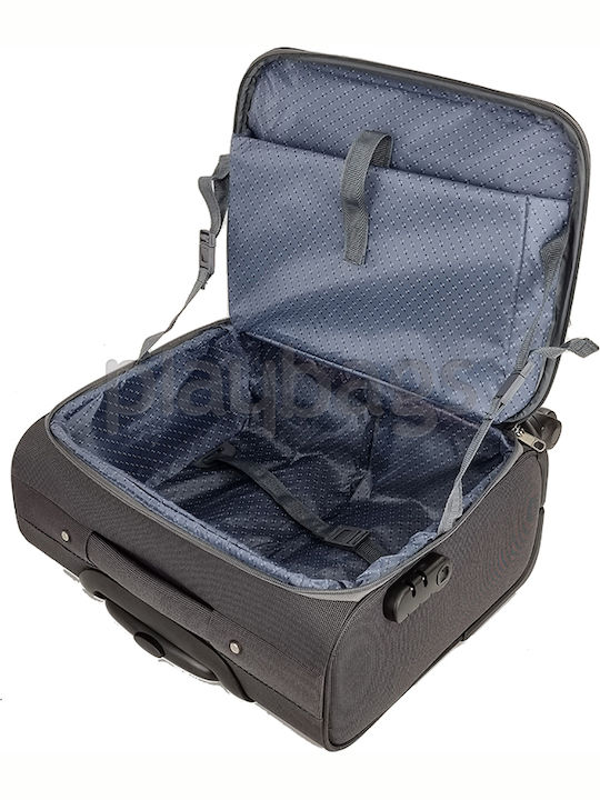 Playbags Βαλίτσα Ταξιδίου Καμπίνας Υφασμάτινη Γκρι με 4 Ρόδες Ύψους 40εκ.