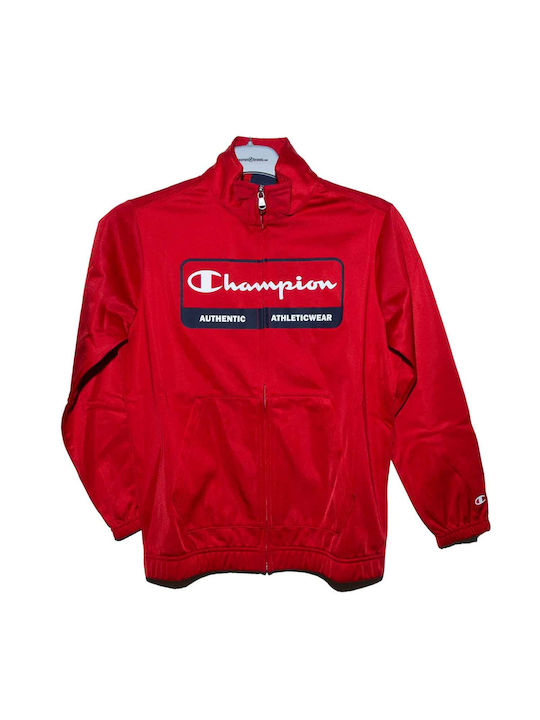 Champion Copilăresc Set de pantaloni de trening Roșu 2buc Full-zip Tracksuit