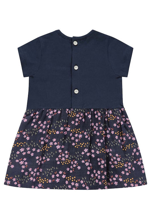 Babyface Kids Dress Floral Short Sleeve Navy Blue