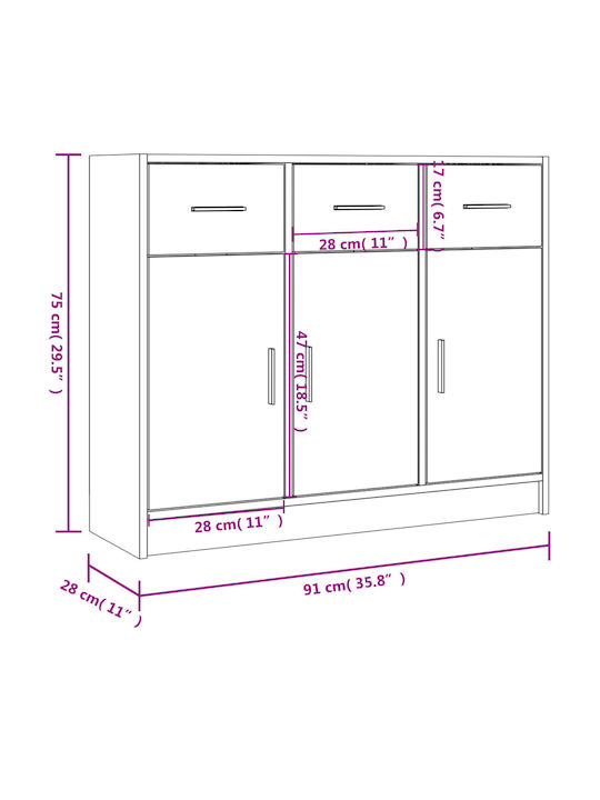 Μπουφές Smoky Oak 91x28x75cm