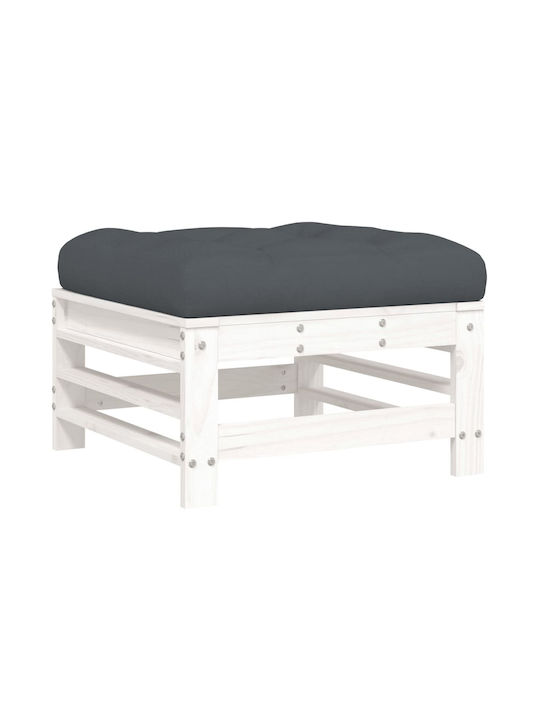 Wooden Cube Garden Stool with Cushion White 2 Pieces 57.5x57.5x30cm