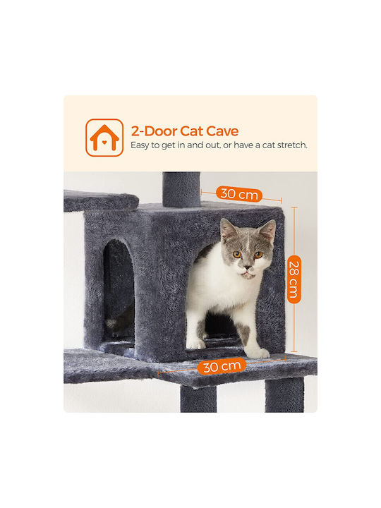 Feandrea Scratching Post Cat Trees Gray 5 levels 55x45x143cm