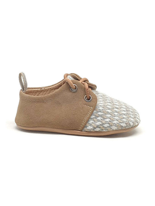 Designer's Cat Christening Fabric Moccasins Soft Sole Beige 0100LAGBE00024