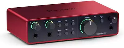 Focusrite Εξωτερική Επαγγελματική Κάρτα Ήχου Scarlett 2i2 4th Gen Συνδεσιμότητα USB για PC