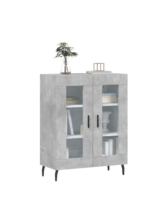 Wohnzimmer Vitrine aus Spanplatte mit Verglasung in Grau 69.5x34x90cm
