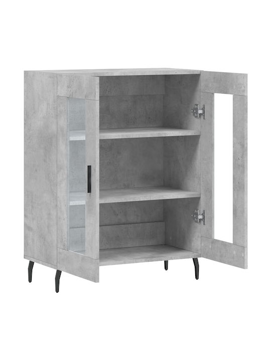 Wohnzimmer Vitrine aus Spanplatte mit Verglasung in Grau 69.5x34x90cm