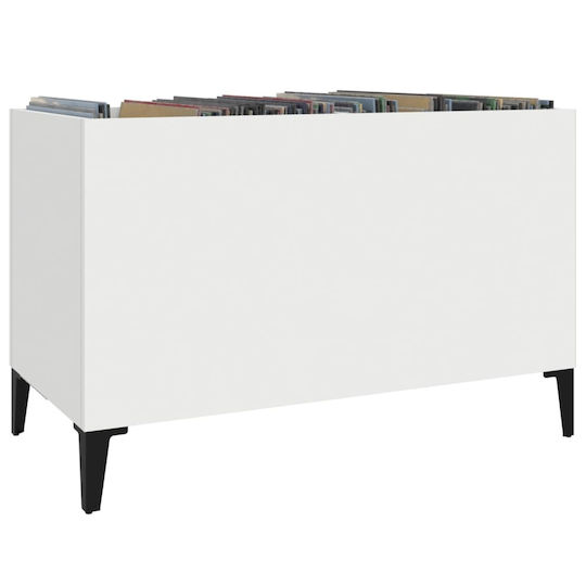 vidaXL Schallplattenmöbel aus verarbeitetem Holz Hi-Fi Möbel White with Black Feet 74.5x48x38cm